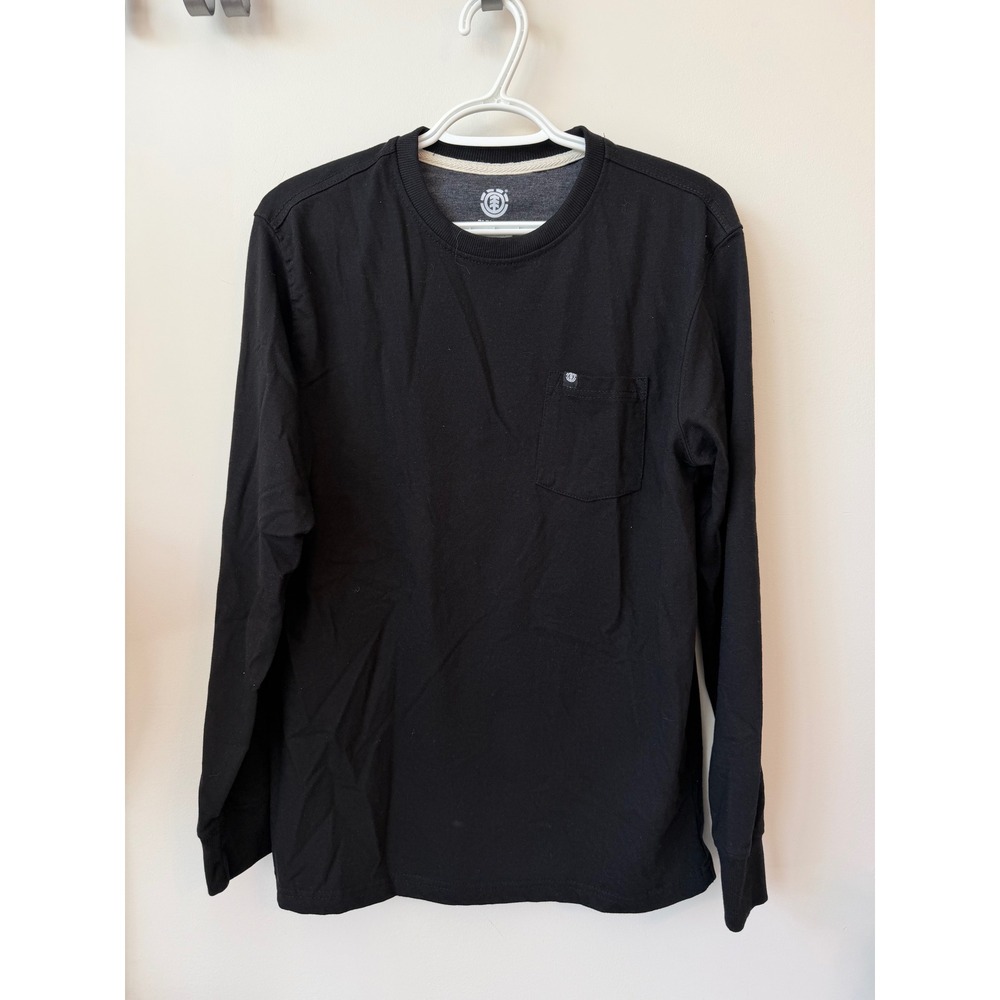 Element Mens Relax Fit Long Sleeve Pocket T-Shirt Black Size M Skateboarding Tee